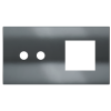 Magnetic plate 2-fold for 2-rocker push button + (45x45 mm window) Proxima series Metal Black Metal