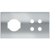 Magnetic plate 2-fold for 4-rocker push button + IT UNEL power socket Proxima series Metal Chrome