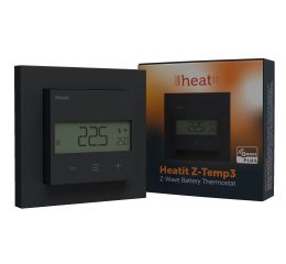 Heatit bateriový termostat Z-Temp3, Z-Wave, černý