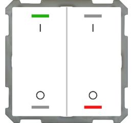 KNX 4tlačítko 63x63 mm, RGBW LED, potisk 0/1, bílá, měření teploty