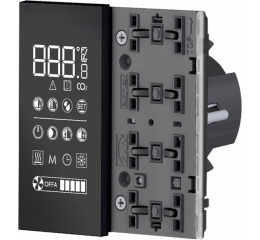 Termostat EQ2, měření teploty a vlhkosti, indikační LED modrá/zelená, verze NF, bílá