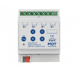 Spínací aktor AKS 4násobný, 4M, 10A, 230VAC, standard, 140μF