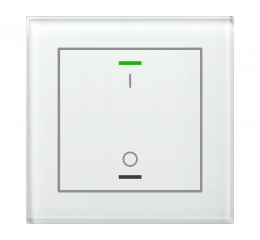 Skleněné KNX 2tlačítko, RGBW LED, potisk 0/1, bílá, měření teploty