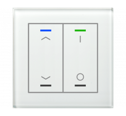 Skleněné KNX 4tlačítko, RGBW LED, potisk žaluzie a 0/1 , bílá, měření teploty