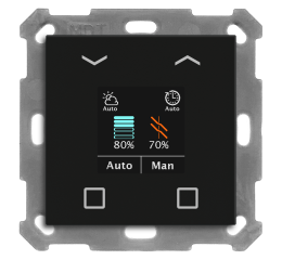 KNX 4tlačítko 55x55 mm s displejem a ovládáním žaluzií, matná černá