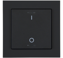 KNX 2tlačítko 55x55 mm, RGBW LED, potisk 0/1, matná černá, měření teploty