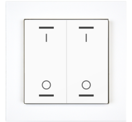 KNX 4tlačítko 55x55 mm, RGBW LED, potisk 0/1, bílá, měření teploty