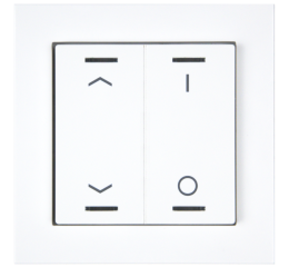 KNX 4tlačítko 55x55 mm, RGBW LED, potisk žaluzie a 0/1, bílá, měření teploty