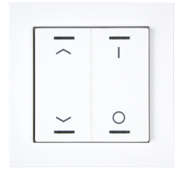 KNX 4tlačítko 55x55 mm, RGBW LED, potisk žaluzie a 0/1, bílá