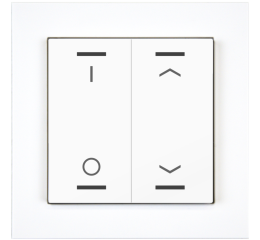 KNX 4tlačítko 55x55 mm, RGBW LED, potisk 0/1 a žaluzie, bílá, měření teploty