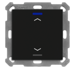KNX 2tlačítko 55x55 mm, RGBW LED, potisk žaluzie, matná černá, měření teploty