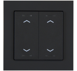 KNX 4tlačítko 55x55 mm, RGBW LED, potisk žaluzie, matná černá, měření teploty