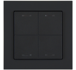 KNX 4tlačítko 55x55 mm, RGBW LED, matná černá, měření teploty