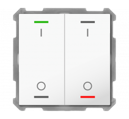 KNX 4tlačítko 63x63 mm, RGBW LED, potisk 0/1, bílá