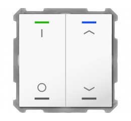KNX 4tlačítko 63x63 mm, RGBW LED, potisk 0/1 a žaluzie, bílá