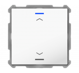 KNX 2tlačítko 63x63 mm, RGBW LED, potisk žaluzie, bílá, měření teploty