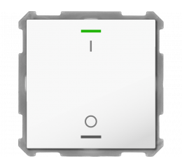 KNX 2tlačítko 63x63 mm, RGBW LED, potisk 0/1, bílá, měření teploty