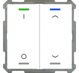 KNX 4tlačítko 63x63 mm, RGBW LED, potisk 0/1 a žaluzie, bílá, měření teploty