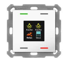 KNX 4tlačítko 55x55 mm s displejem, bílá, měření teploty a vlhkosti