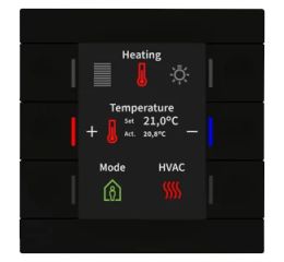 KNX ovladač Smart 86 s barevným displejem, plast, černá, měření teploty