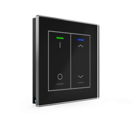 Skleněné KNX 4tlačítko, RGBW LED, potisk 0/1 a žaluzie, černá, měření teploty