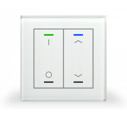 Skleněné KNX 4tlačítko, RGBW LED, potisk 0/1 a žaluzie, bílá, měření teploty