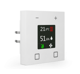 KNX termostat s displejem, 63x63 mm, čidlo teploty a vlhkosti, bílá