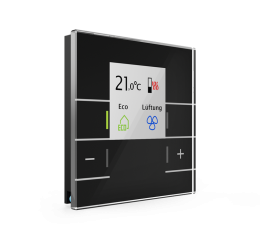 Skleněný termostat s displejem, měření teploty, černý