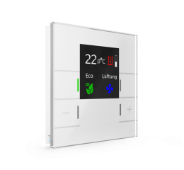 Skleněný termostat s displejem, měření teploty, bílý