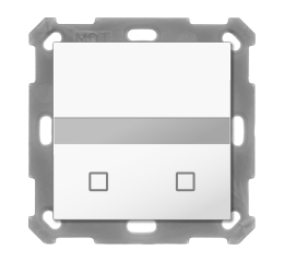 Pohybové čidlo 55x55 mm, 2 tlačítka, měření teploty, matná bílá