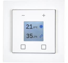 KNX termostat s displejem, 55x55 mm, čidlo teploty a vlhkosti, bílá