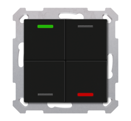 KNX 4tlačítko 55x55 mm, RGBW LED, černé, Secure