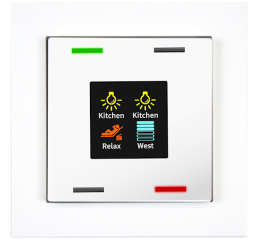 KNX 4tlačítko 55x55 mm s displejem, bílá, měření teploty a vlhkosti