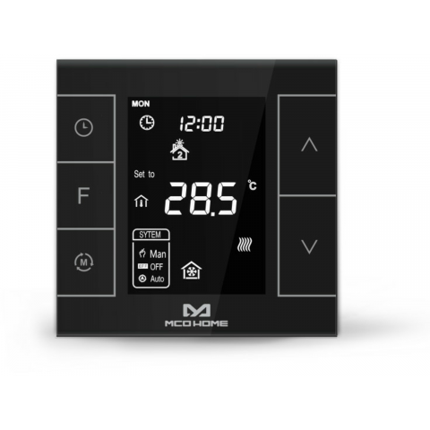 MCOHome Termostat pro el. topení V2 vč. čidla, Z-Wave Plus, černý