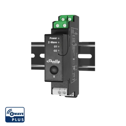 Shelly Wave 2PM, spínací modul 2x 16A na DIN lištu, měření spotřeby, Z-Wave