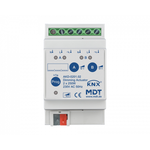 Stmívací aktor 2násobný, 4M, 250W, 230VAC, měření proudu