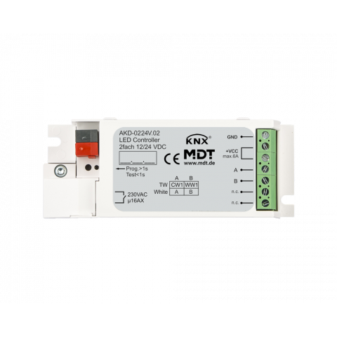 KNX LED stmívač 12/24V, 2 kanály, pro bílé LED pásky