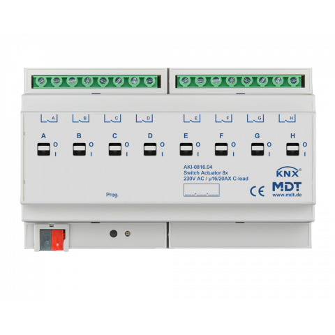 Spínací aktor AKI 8násobný, 8M, 16/20A, 230VAC, industrie, 200μF