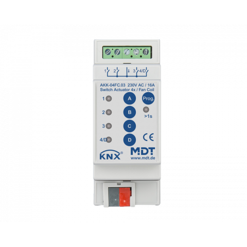 Spínací aktor 4násobný, 2M, 16A, 70µ, 10ECG, 230VAC, Fan coil