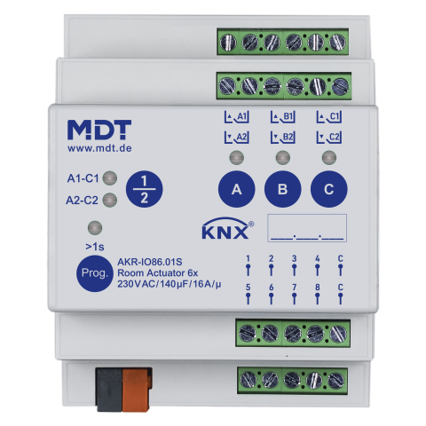 KNX kombinovaný aktor 6 výstupů, 8 vstupů, 4M