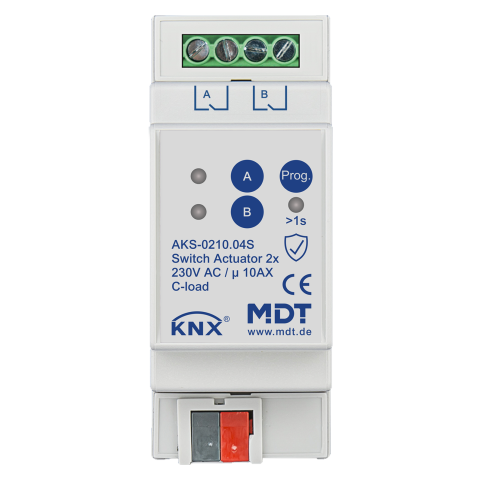 KNX spínací aktor 2násobný, řada AKS, 2M, 10A, 230 V, 140μF, Secure