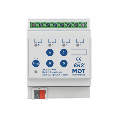Spínací aktor AKS 4násobný, 4M, 10A, 230VAC, standard, 140μF