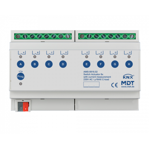 Spínací aktor AMS 8násobný, 8M, 16A, 230VAC, standard, 140μF, měření