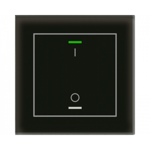 Skleněné KNX 2tlačítko, RGBW LED, potisk 0/1, černá, měření teploty