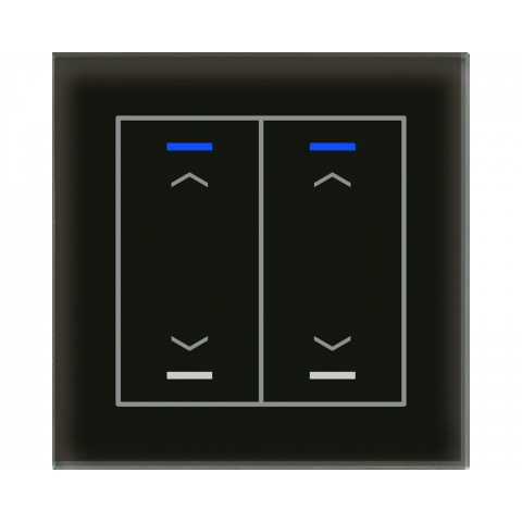 Skleněné KNX 4tlačítko, RGBW LED, potisk žaluzie, černá