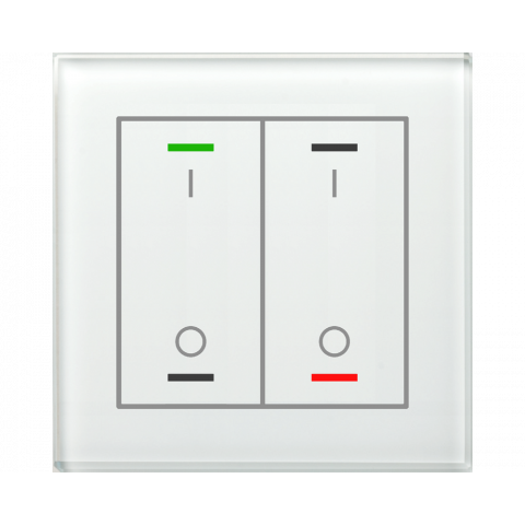 Skleněné KNX 4tlačítko, RGBW LED, potisk 0/1, bílá, měření teploty