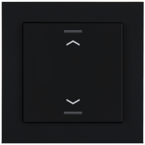 KNX 2tlačítko 55x55 mm, RGBW LED, potisk žaluzie, matná černá