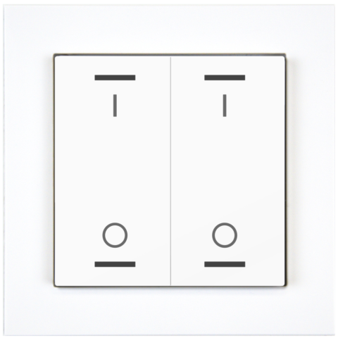 KNX 4tlačítko 55x55 mm, RGBW LED, potisk 0/1, bílá, měření teploty