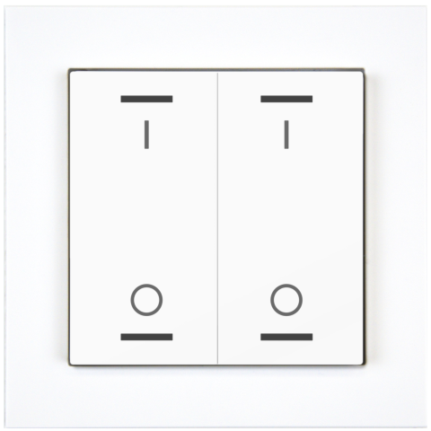 KNX 4tlačítko 55x55 mm, RGBW LED, potisk 0/1, bílá