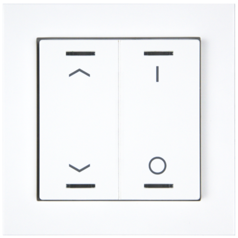 KNX 4tlačítko 55x55 mm, RGBW LED, potisk žaluzie a 0/1, bílá, měření teploty